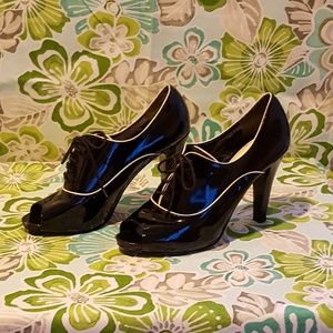 Enzo Angiolini Patent Leather Peep Toe bootie